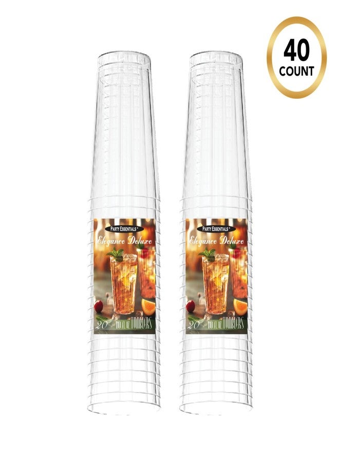 Party Essentials Deluxe/Elegance Hard Plastic Party Cup/Old Fashioned Tumbler/Cocktail Glass, 10 oz., 40 Count, Clear - Image 5